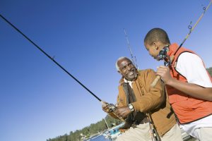 Grandfather and Grandson Fishing