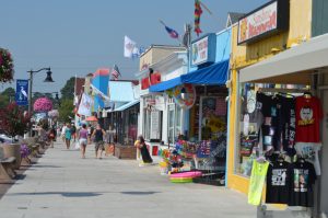 Bethany Beach street with shops