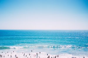 People playing in the ocean surf